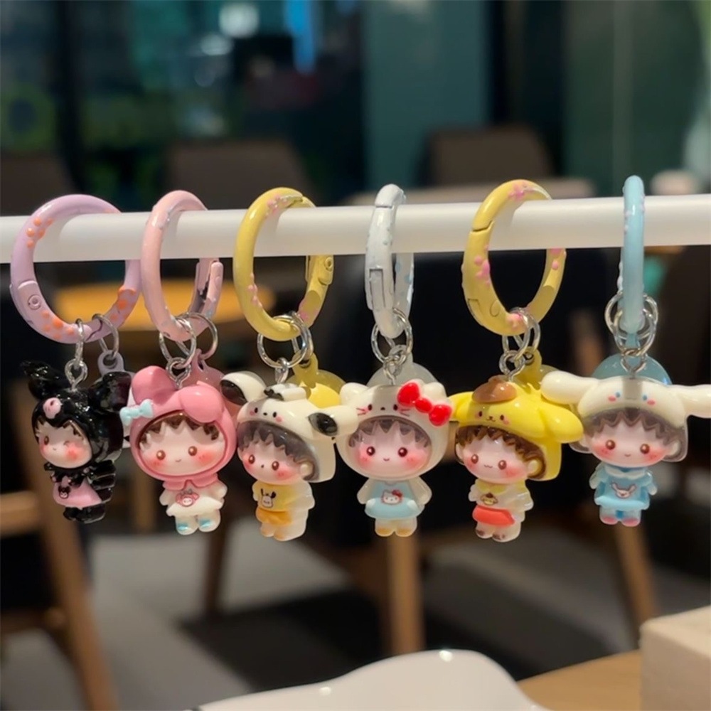 SANRIO พวงกุญแจ จี้การ์ตูนซานริโอ้ Cinnamoroll Kulomi สําหรับกระเป๋านักเรียน