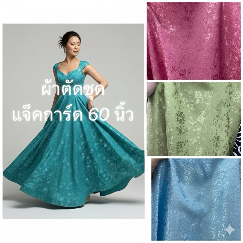 ผ้าสไบ ผ้ามีลายในตัว ผ้าแจ็คการ์ด หน้ากว้าง 60 นิ้ว