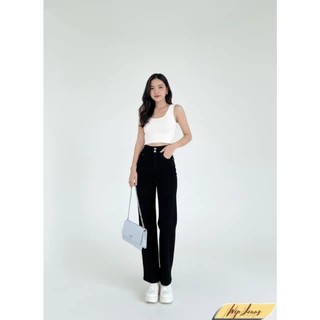 📌มีไซส์ใหญ่Sถึง5XL กางเกงยีนส์ผู้หญิงเอวสูงทรงกระบอกผ้ายืดขากว้างกระดุมคู่ Wide Leg Jeans High Waisted 😍 B046