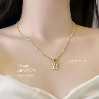 สร้อยคอเงินแท้92.5% ชุบ 2K ลายบอลกลมทุบแบน สร้อยเส้นเล็ก น่ารักๆ ยาว 16-22 นิ้ว(งานอิตาลี) :TH0206