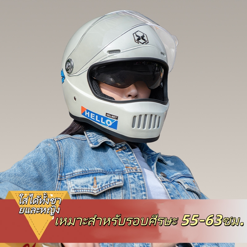 🚚จัดส่งด่วน🚚 หมวกกันน็อค AXK เพื่อความปลอดภัย ป้องกันการกระแทก เลนส์คู่ป้องกันฝ้า เหมาะสำหรับทั้งชายและหญิง หมวกกันน็อคจ