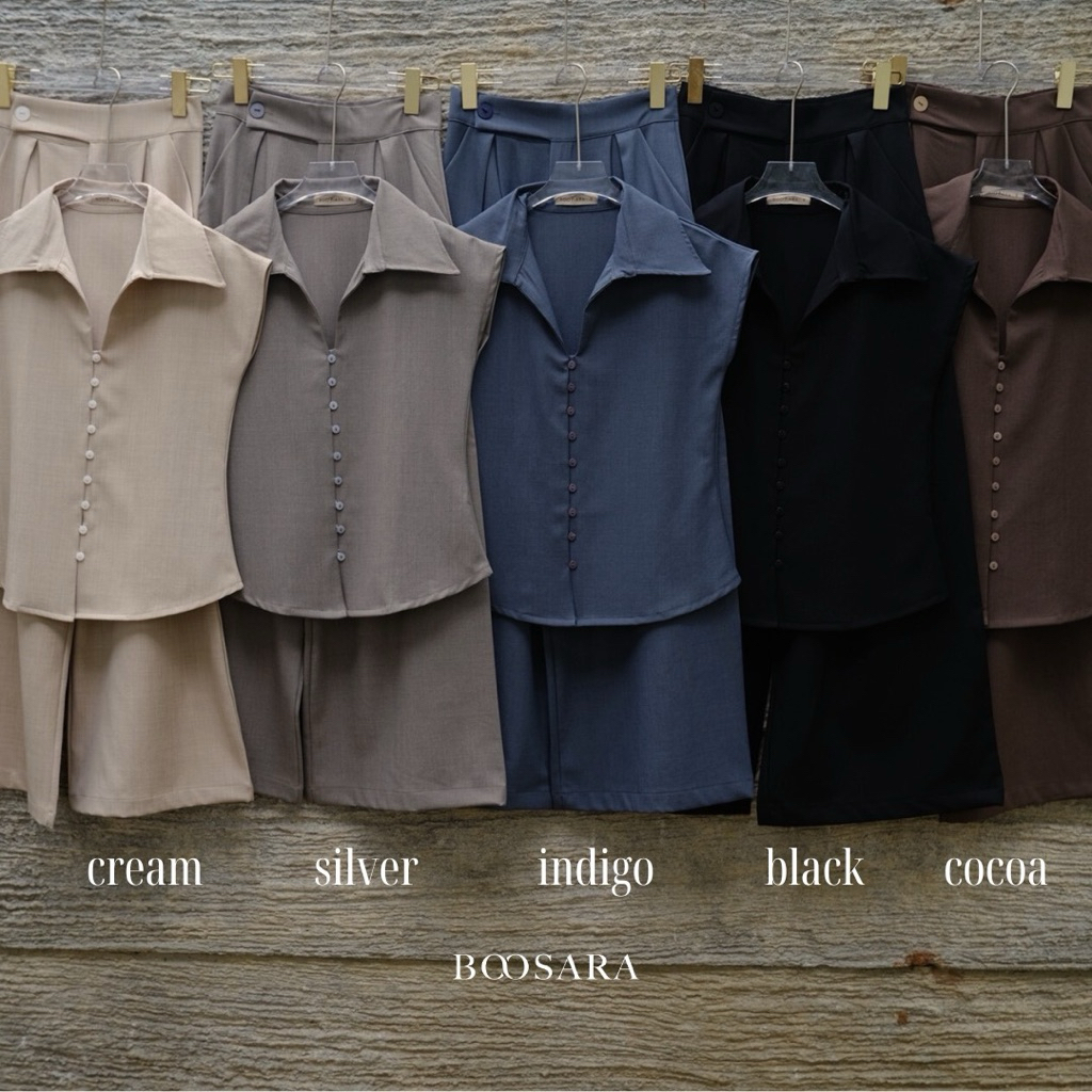 BOOSARA : Zephyr Set  ชุดเซ็ตเสื้อ+กางเกงขายาวทรงกระบอกใหญ่ ใส่ไปทำงานหรือไปเที่ยวก็เอาอยู่- BSR C. - รูปที่ 5