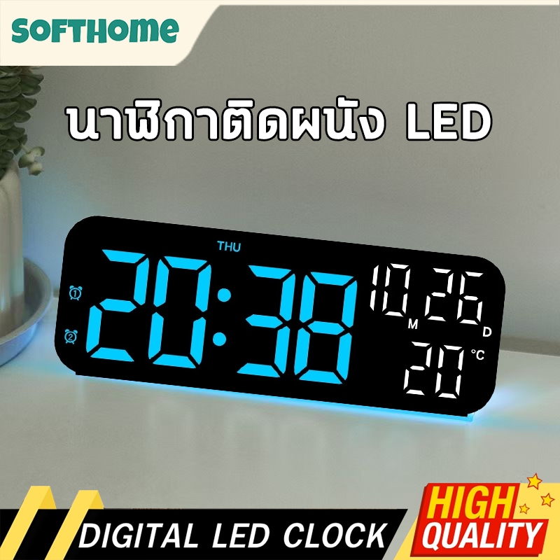 อิเล็กทรอนิกส์ นาฬิกาดิจิทัล แบบติดผนัง มีไฟแบ็คไลท์ Led แสดงวันที่ อุณหภูมิ ขนาดใหญ่ นาฬิกาติดผนังดิจิทัลขนาดใหญ่