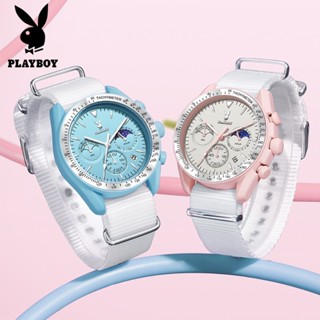 PLAYBOY นาฬิกา ผู้ชาย ผู้หญิง 100% แท้ สายไนล่อน นาฬิกาข้อมื…