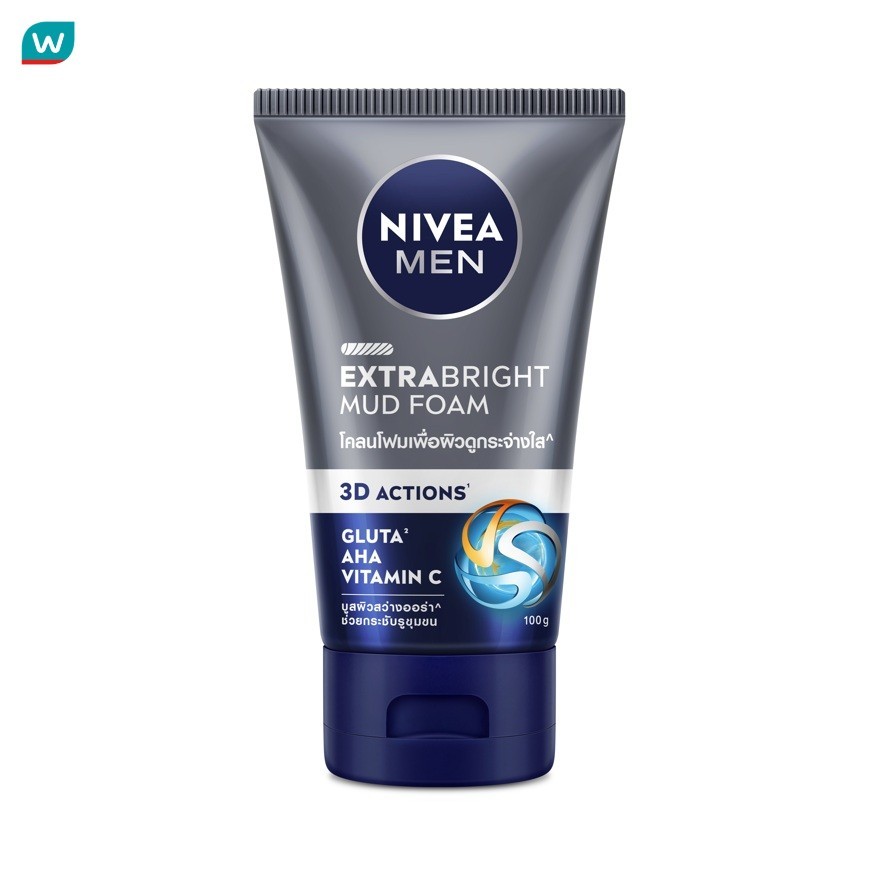Nivea นีเวีย เมน เอ็กซ์ตร้า ไบรท์ เฟซ มัด โฟม 100 กรัม โฟมล้างหน้า
