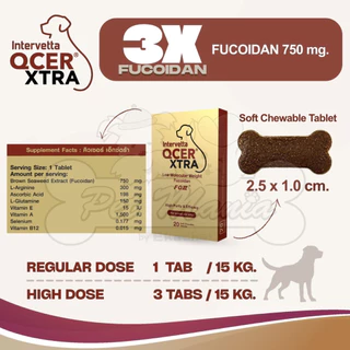 QCER XTRA สูตร Fucoidan 750 mg. (20 เม็ด) เลขทะเบียนอาหารสัตว์ 01088680117