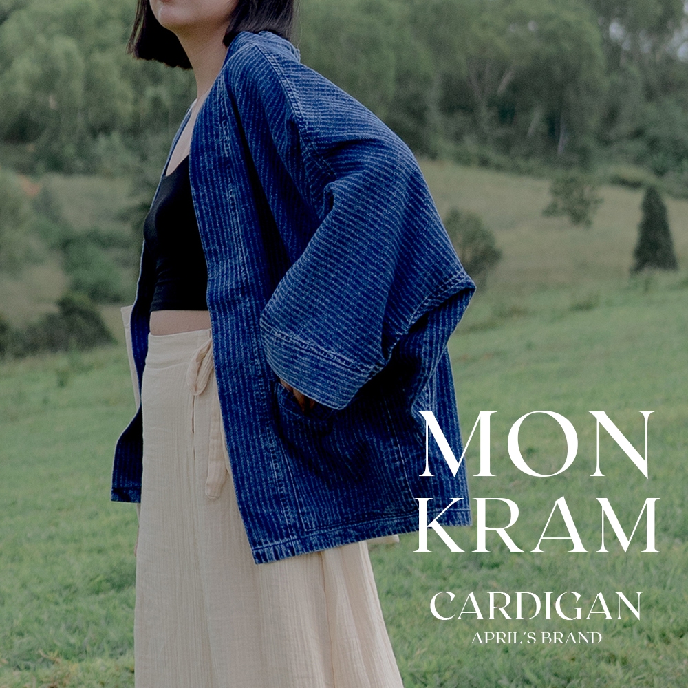 APRIL'S | Mon-kram cardigan เสื้อคลุมผ้าฝ้ายฟอกสโตน รุ่นม่อนคราม
