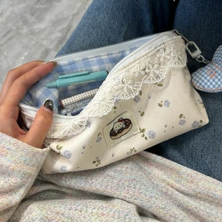 กล่องดินสอความจุใหญ่ ลายสก็อต/ดอกไม้ น่ารัก กระเป๋าปากกา มัลติฟังก์ชั่น ใส่เครื่องเขียน นักเรียน พร้อมส่ง