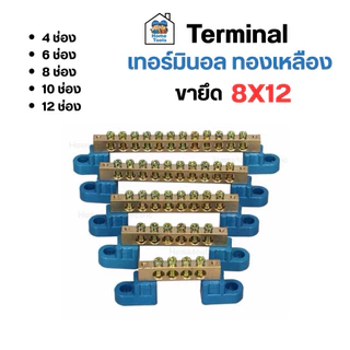 เทอร์มินอลทองเหลือง บาร์กราวน์ พร้อมขายึด 8x12 บาร์ทองเหลือง Terminal