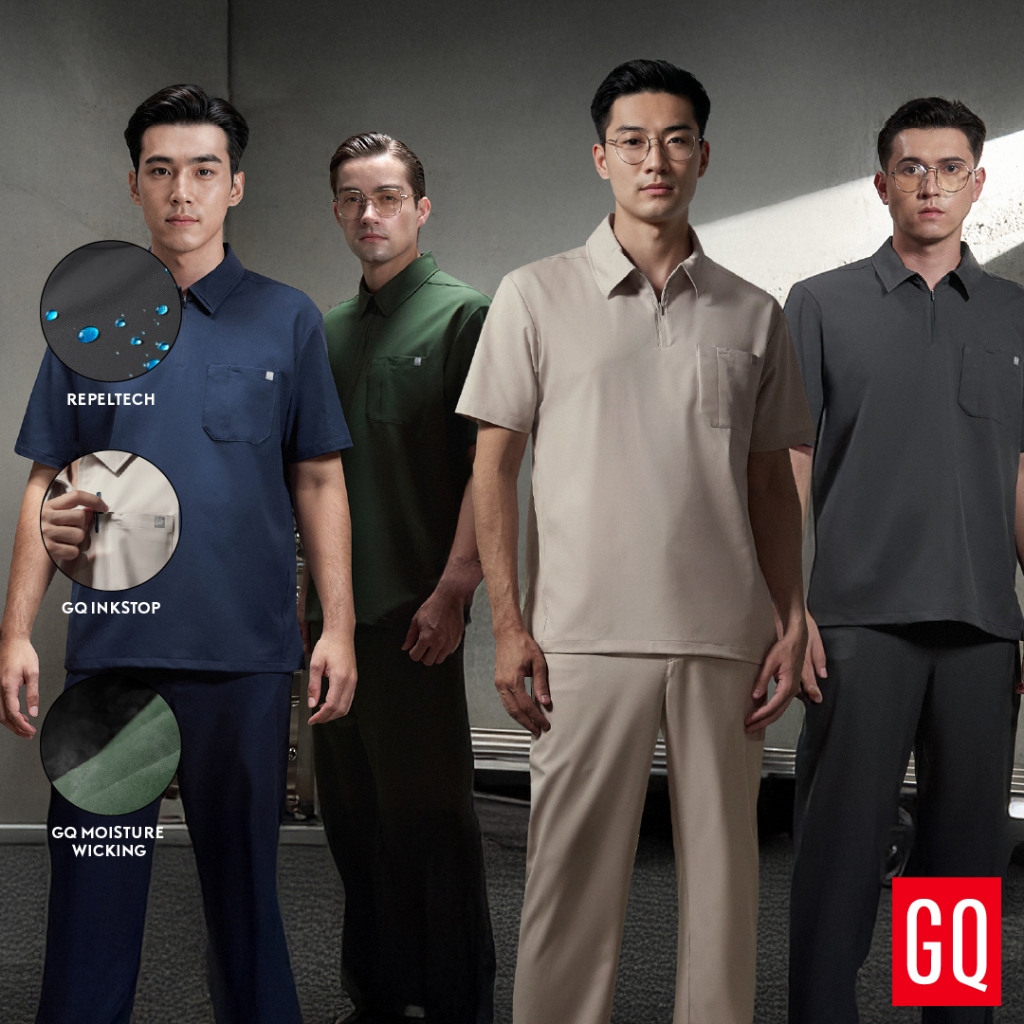 [ไม่ปักชื่อ] GQ Pro MED Men Scrub Polo เสื้อสครับโปโลผู้ชายรุ่นพรีเมียม สะท้อนน้ำ