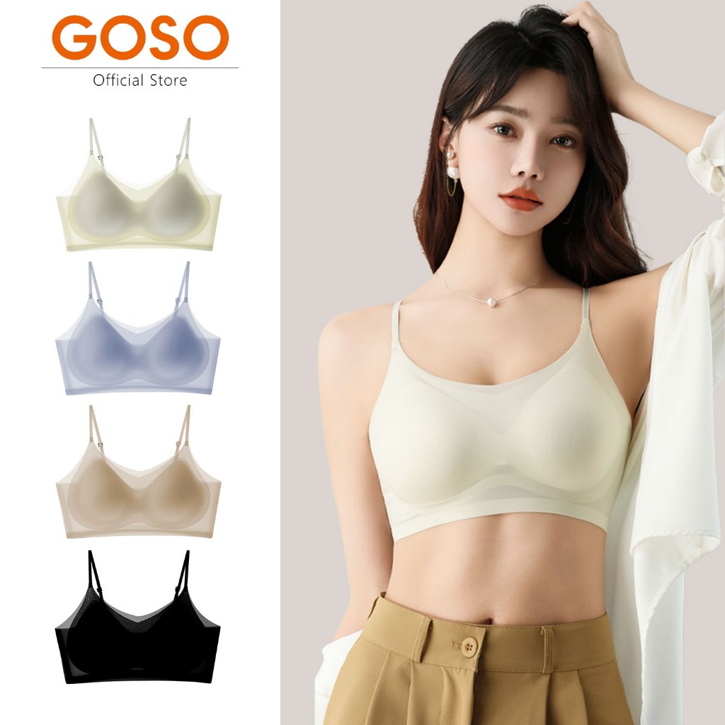 GOSO บางพิเศษ เจลลี่บรา บราไร้รอย ยกทรงดันทรง บราไร้โครง บราดันอกชิด bra