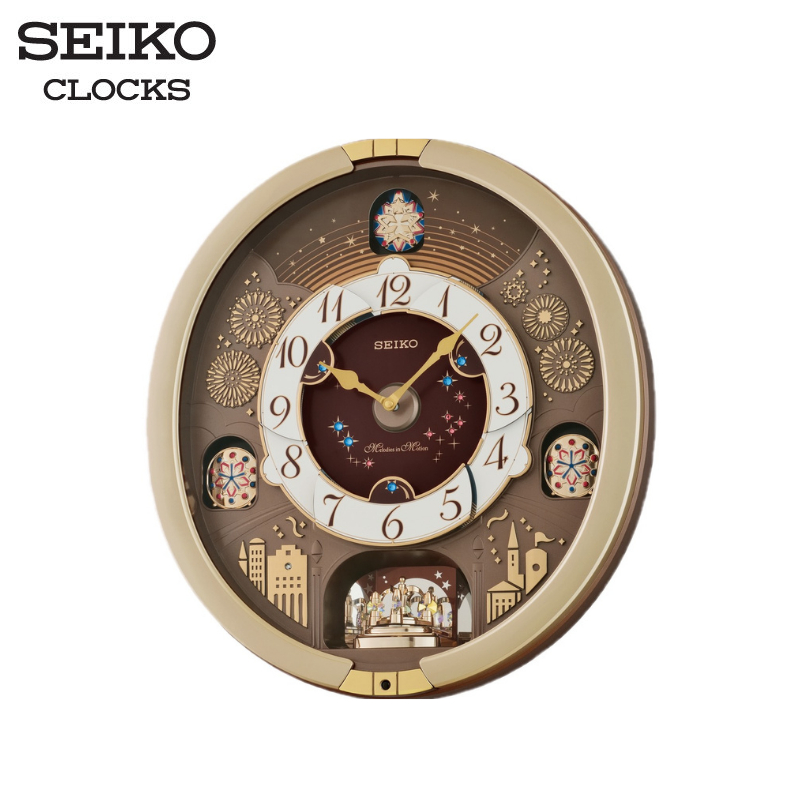 SEIKO CLOCKS นาฬิกาเมโลดี้ รุ่น QXM620G ขนาด  17.4x15.9 นิ้ว สีน้ำตาล