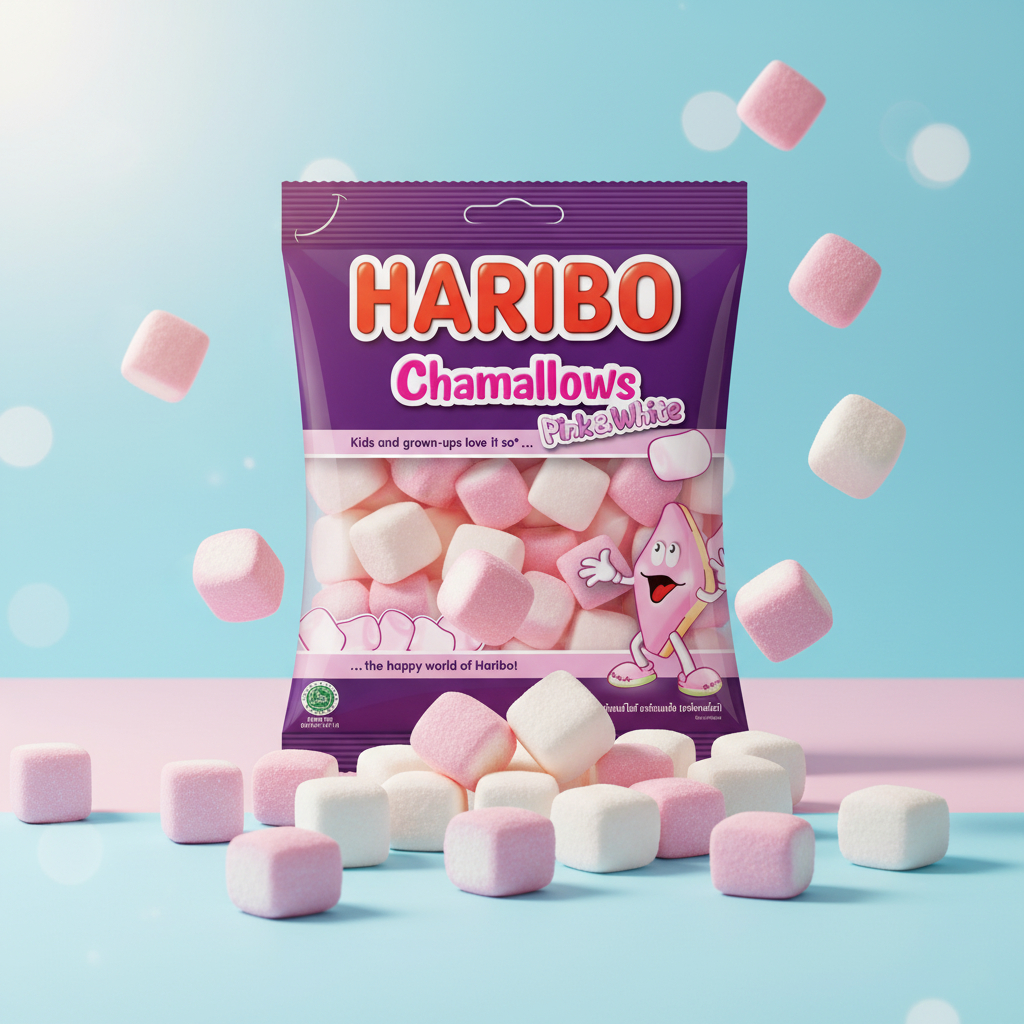 HARIBO Chamallows Pink & White Marshmallow 70g / 150g มาร์ชแมลโลว์ ฮาริโบ้ สีชมพูขาว ขนมหวานนำเข้า ขนมนุ่ม ราคา ถูกที่สุด ดีลบีเคเค แกลเลอรีภาพที่ 2
