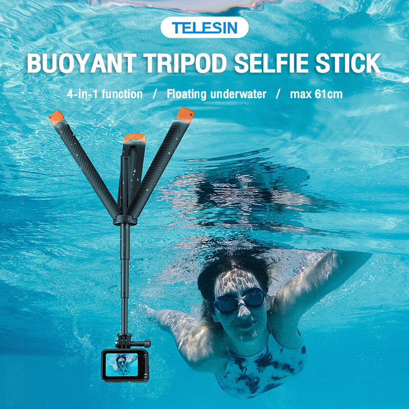 Telesin Floating tripod Buoyancy rod selfie stick for Gopro/Insta360 / DJI Osmo360 / Action 5Pro/4/3