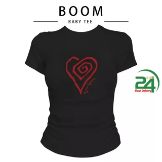 COD（จัดส่งภายใน 24 ชั่วโมง）เสื้อครอปท็อป แขนสั้น babytee สไตล์เกาหลี y2k T-shirt เสื้อสาวอวบ | มีลายปริ้นหัวใจศิลปะ S-L