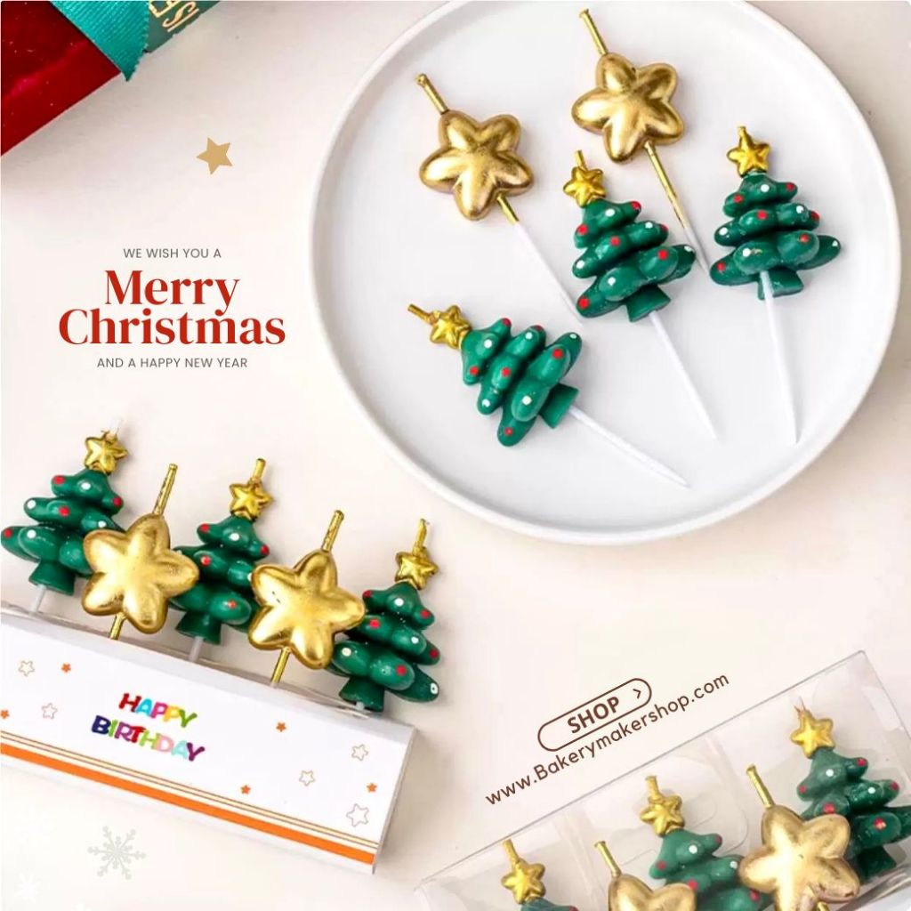 เทียน ไม้เท้า คริสต์มาส 5 เล่ม/กล่อง candy cane candle Christmas X'Mas สไตล์เกาหลี