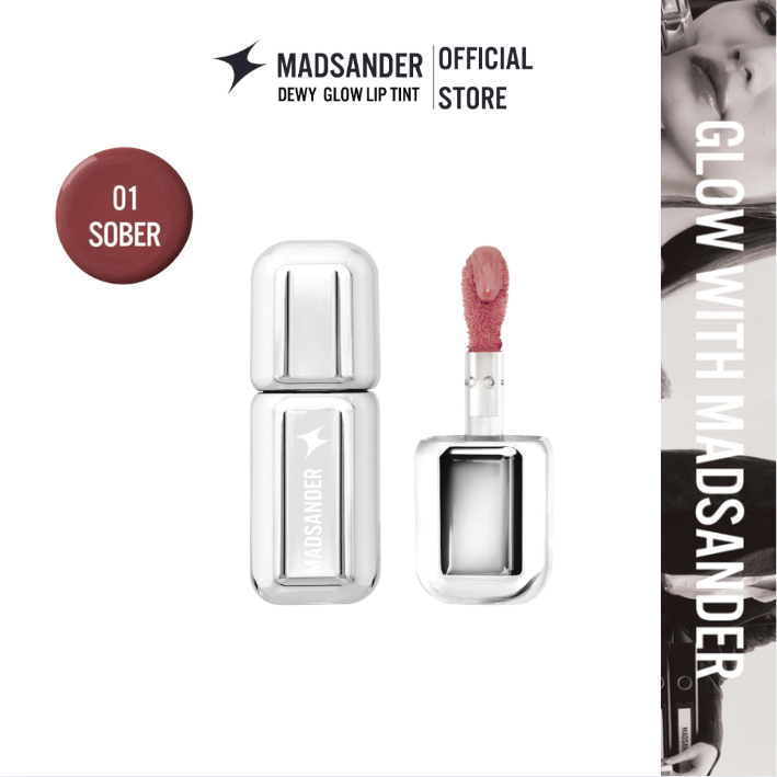 【ร้านขายของแท้】Madsander Dewy Glow Lip Tint 4g-01 SOBER-A soft, everyday look with a radiant finish.