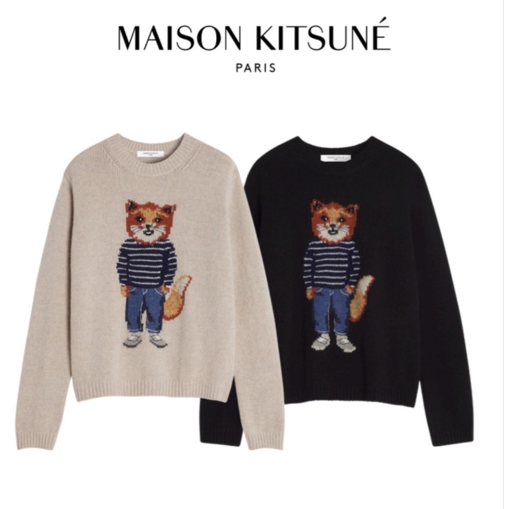 New Maison Kitsune dressed fox sweater น่ารักมาก มือ1ของแท้💯 พร้อมส่ง อก 40 Size M