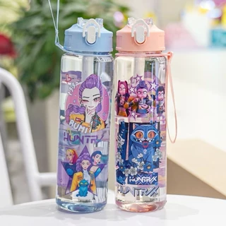 แก้วน้ําพลาสติก, พลาสติก ZOEY RUMI MIRA K-pop Demon Hunters ถ้วยน้ํา, แบบพกพา 700ml พร้อมหลอดพร้อมเชือกเส้นเล็กขวดน้ําขอ