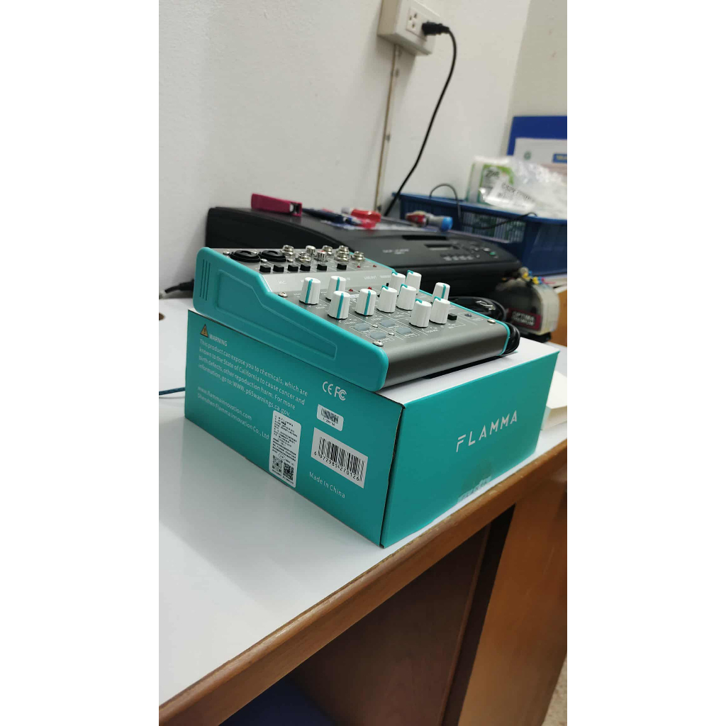 FLAMMA FM10เครื่องผสมเสียงดิจิตอล 6 USB 48V Phantom Power สําหรับ PC Recording Live มือสองเหมือนใหม่