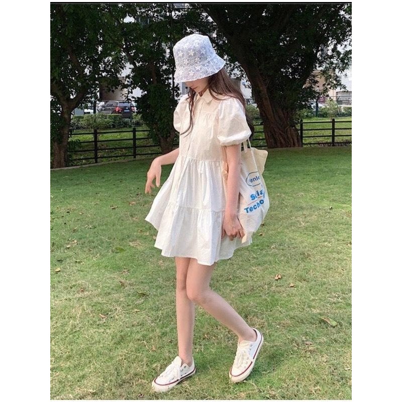 ZZ001 TARA Dress มินิเดรสญาญ่า คอปก แขนตุ๊กตา กระดุมหน้า เนื้อผ้าไหมอิตาลี ผ้าเบาพริ้ว สวย ใส่สบาย ไม่ร้อน