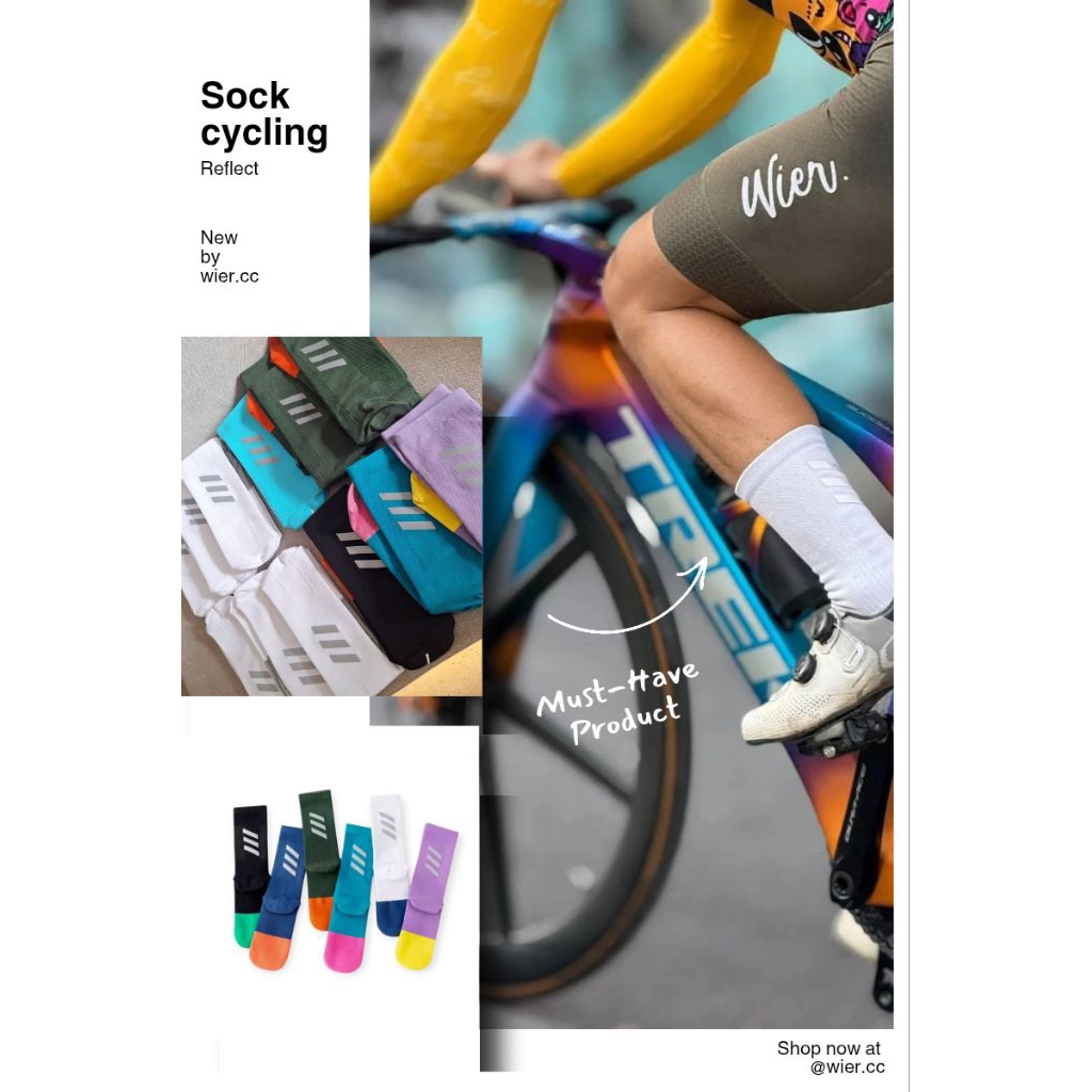 Sock ถุงเท้าปั่นจักรยาน ถุงเท้าทรงสูง ผ้านุ่มละเอียด ใส่กระชับ มี ทั้งหมด 6 สี ฟรีไซด์