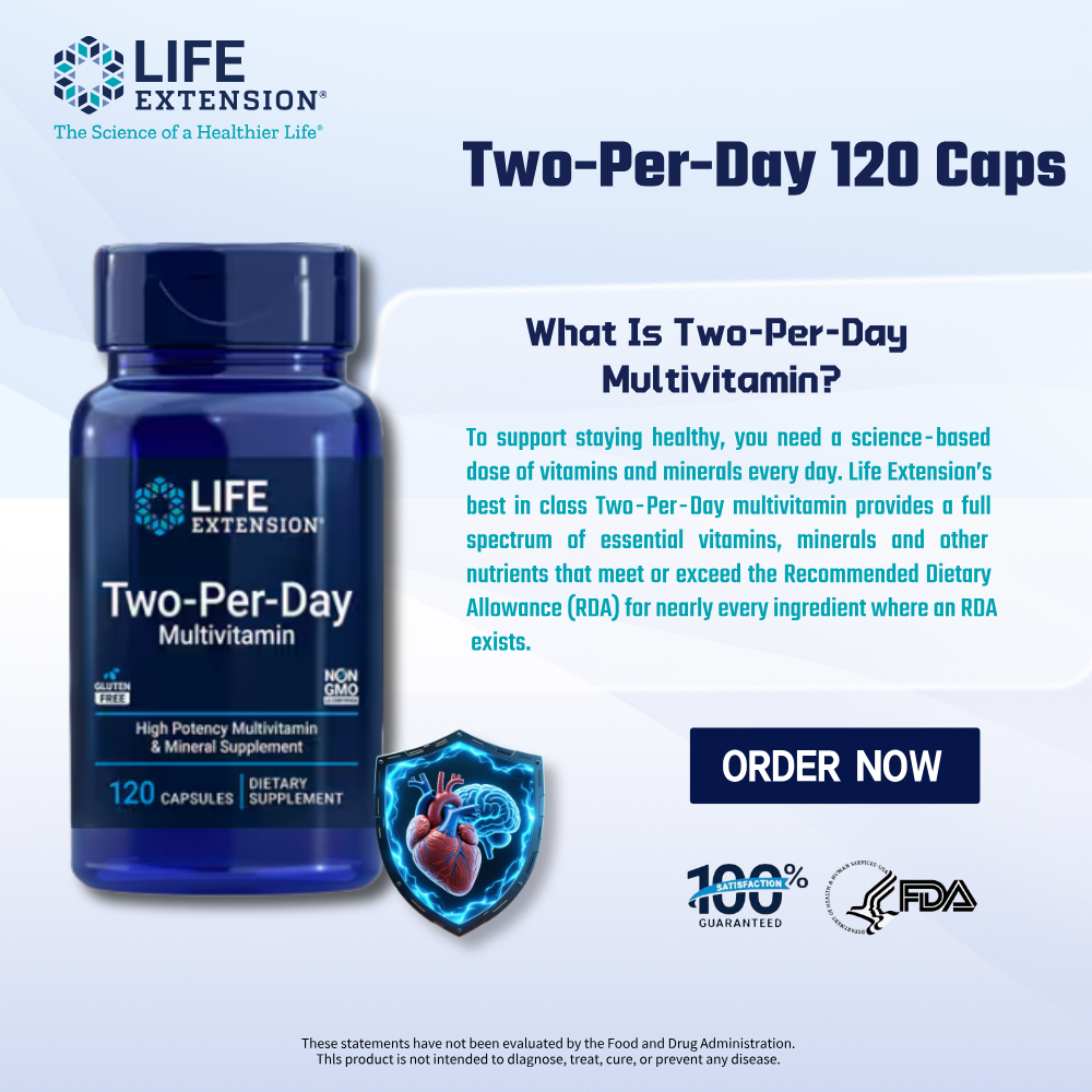 มัลติวิตามิน 2 ครั้งต่อวัน Life Extension 120 แคปซูล