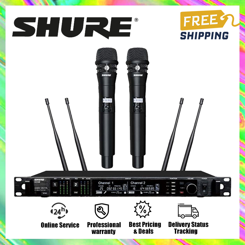 Shure AD4D/KSM8 Stage ระบบไมโครโฟนไร้สาย, ไมโครโฟนไร้สาย UHF 2 ช่อง, ไมโครโฟนไร้สายแบบโลหะ