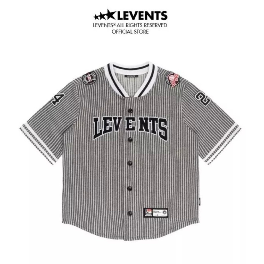 Pre-order (14-20days) แบรนด์เวียดนาม 🇻🇳 Levents®  | Levents Striped Baseball Jersey Unisex Sturdy Po
