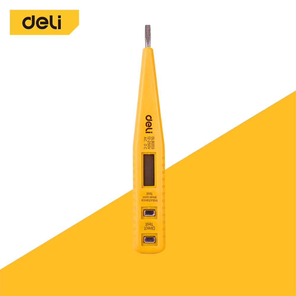 Deli ปากกาวัดไฟ ปากกาวัดแรงดันไฟฟ้า ทดสอบไฟฟ้า 250V วัสดุผลิตจาก ABS ขนาดเล็กน้ำหนักเบา Voltage Tester