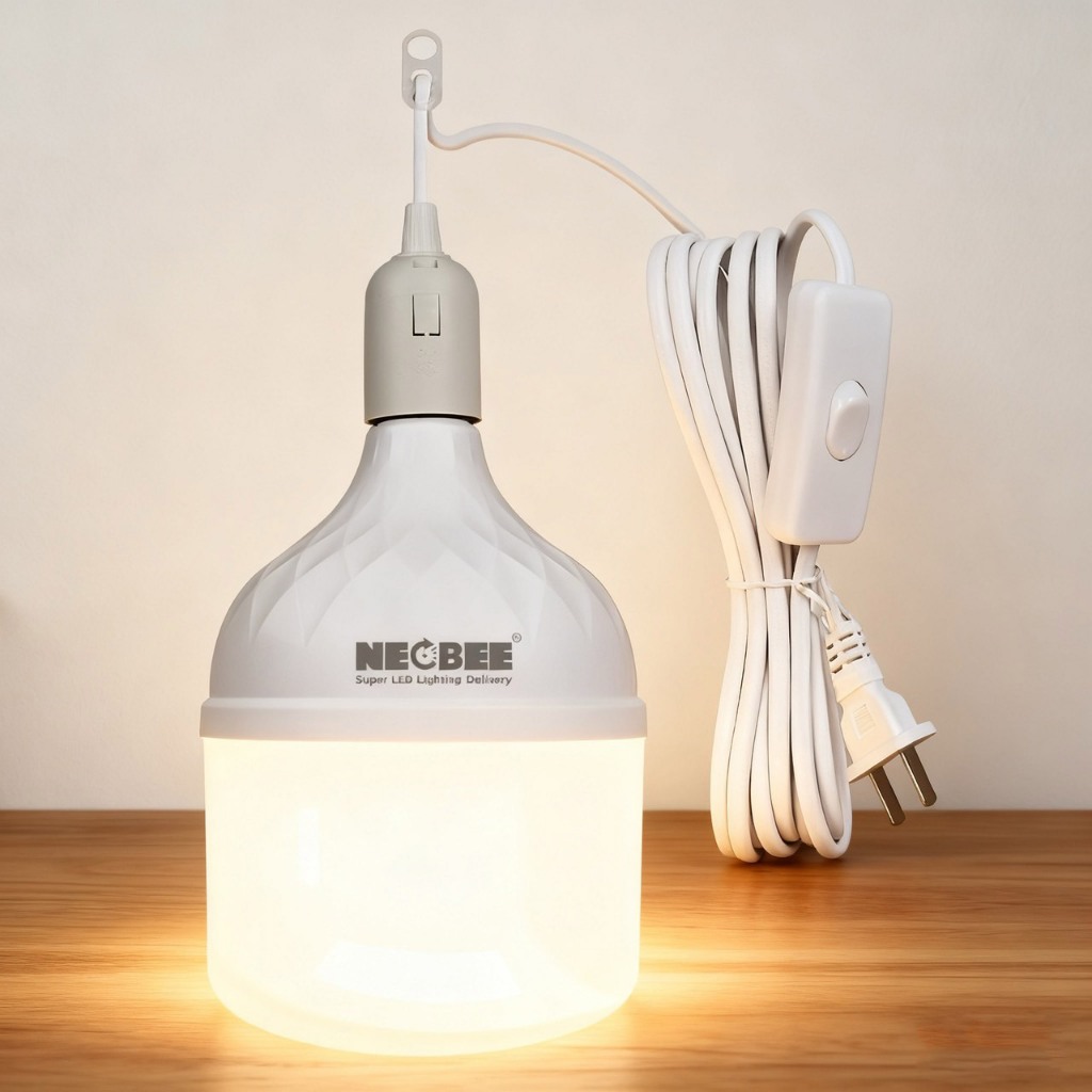 Neobee ขั้วสายไฟพร้อมหลอดไฟ LED Super Bright แสงขาว แสงวอร์ม ถนอมสายตา สว่าง ขั้วE27