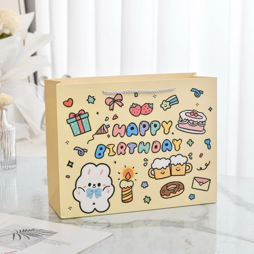 ถุงของขวัญ ถุงวันเกิด Happy Birthday สีเหลือง พร้อมส่ง (BD 03)