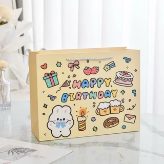 ถุงของขวัญ ถุงวันเกิด Happy Birthday สีเหลือง พร้อมส่ง (BD 03)