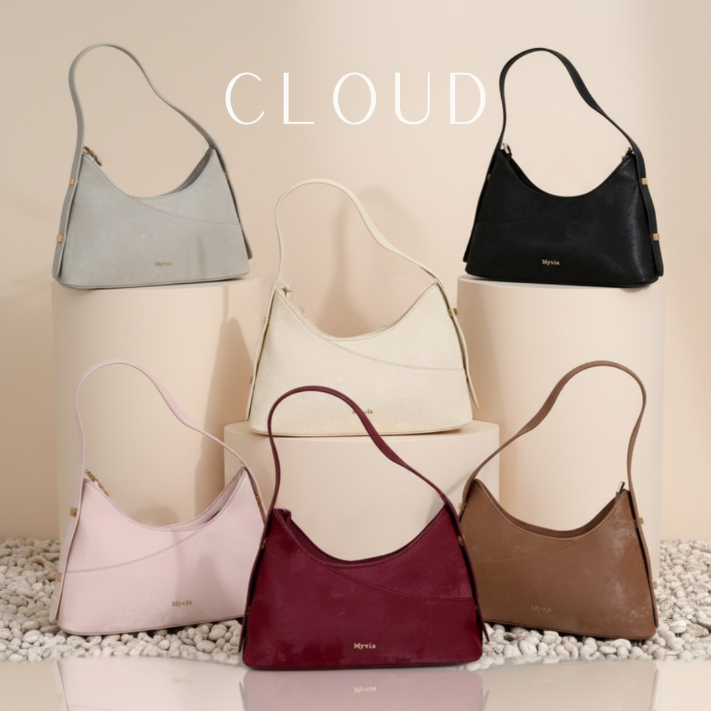 กระเป๋า Myvia Studio รุ่น Cloud กระเป๋าสะพายข้าง  กระเป๋าสะพายไหล่ ผู้หญิง หนังเล่นแสง shoulder bag 5152