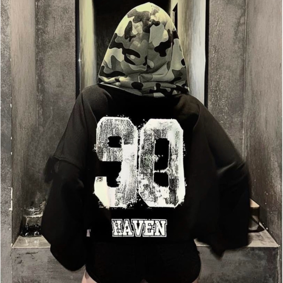 (New/ตัดป้ายแล้ว) ฮู้ดซิปเเบรนเวียดนาม Haven Studio - hoodzip camo ฮิตมาก!! (สี Black/Size M)