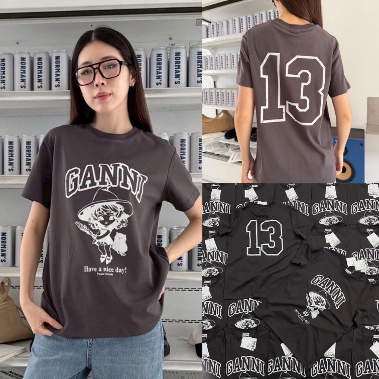 เสื้อยืดคอกลมแขนสั้น 💎 Ganni T-shirt