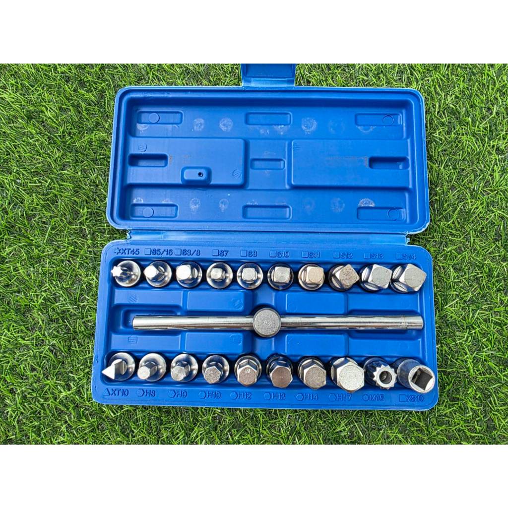 NASHI ชุดบล็อก ชุดถอดแคร้ง ชุดบ็อกถอดน็อตถ่ายน้ำมันเครื่อง เกียร์ เฟืองท้าย 21ชิ้น ส่งไว