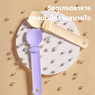 ช้อนบีบอาหารแมวเลีย วัสดุ PP ปลอดภัย ป้องกันบาดเจ็บจากถุง ขนาด 25x6.3ซม. มีสีชมพู/ครีม/ม่วง