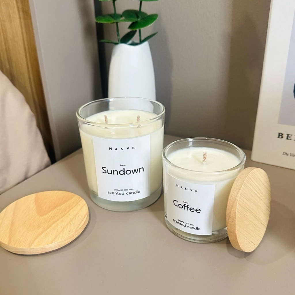 เทียนหอมถั่วเหลือง Soy Wax Scented Candle ไส้ผ้าฝ้าย ขนาด 50g / 90g / 200g | Nanve.Scents