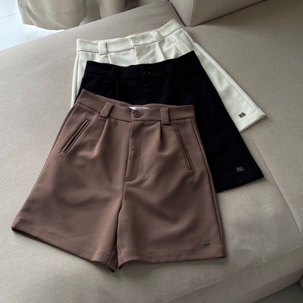 Sissy Store : กางเกงขาสั้น ผ้ายืด Double Spandex (S-3XL) ดีไซน์สวย ทรงเป้ะ ผ้าใส่สบาย