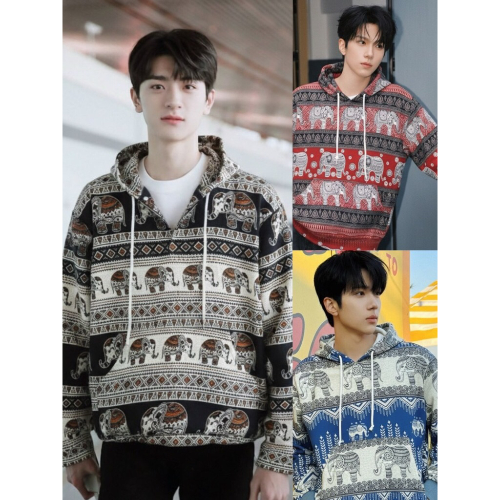INTERเสื้อฮู้ดแขนยาว ลายช้าง ผ้าสปันเรยอน เท่สุด(inter2)