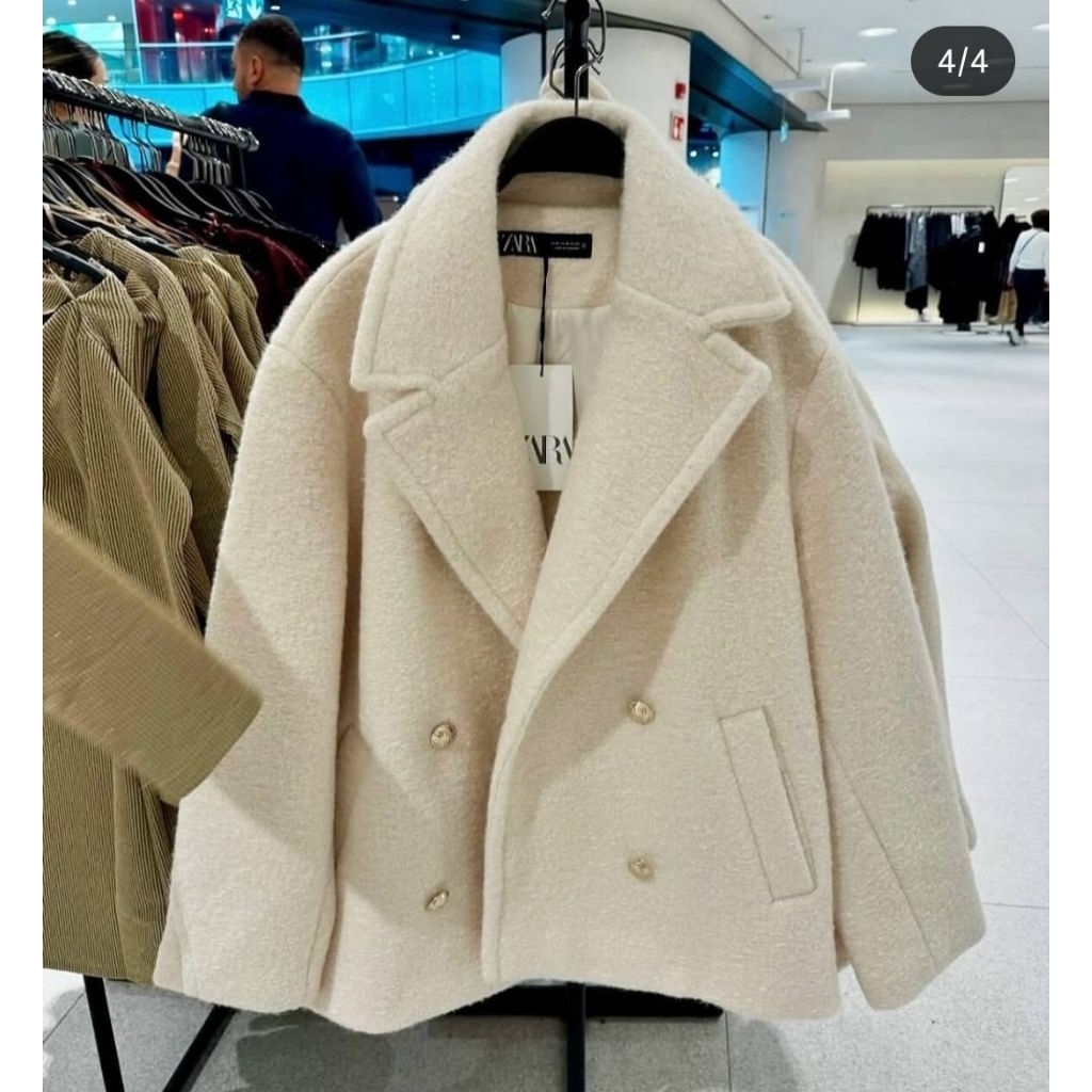 zara  Boucle Double- Breasted Coat สินค้ามือ 1 พร้อมส่ง