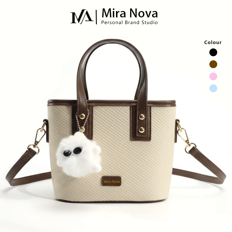 Mira Nova Shoulder Bag กระเป๋าสะพายไหล่ผู้หญิง Bucket Bag ความจุขนาดใหญ่ สีขาว กระเป๋าสะพายข้าง กระเป๋าผู้หญิง 7003