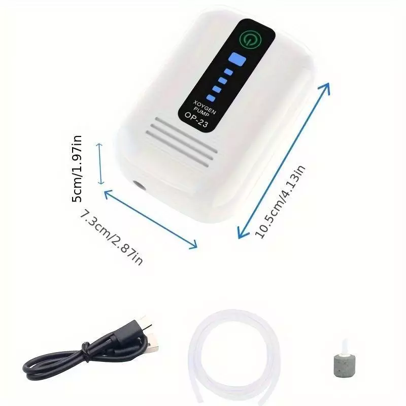 เครื่องปั๊มออกซิเจนตู้ปลา พกพาได้ แบตอึด 90 ชม. รูคู่ ชาร์จ USB เหมาะสำหรับตกปลากลางแจ้ง ใช้ในตู้ปลา/ถังเลี้ยงปลา thumbnail 9