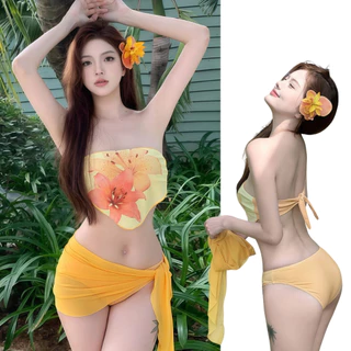 SEA MAID ชุดเที่ยวทะเล บิกินี่สไตล์เกาหลี ชุดเซ็ทชายหาด 🐬มีไซต์ M-XL นน 40-65 KG สินค้าพร้อมส่ง SET-BK056