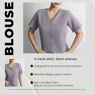F004 | เสื้อเบลาส์ คอวี (ป้าย Alinya)