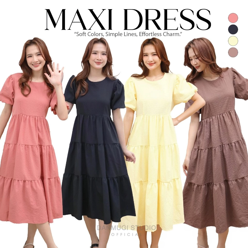 🍫พร้อมส่ง🍫 maxi dress เดรสยาวโอเว่อร์ไซส์ ไปคาเฟ่ ไปทะเล ใส่คลุมท้อง สไตล์มินิมอล