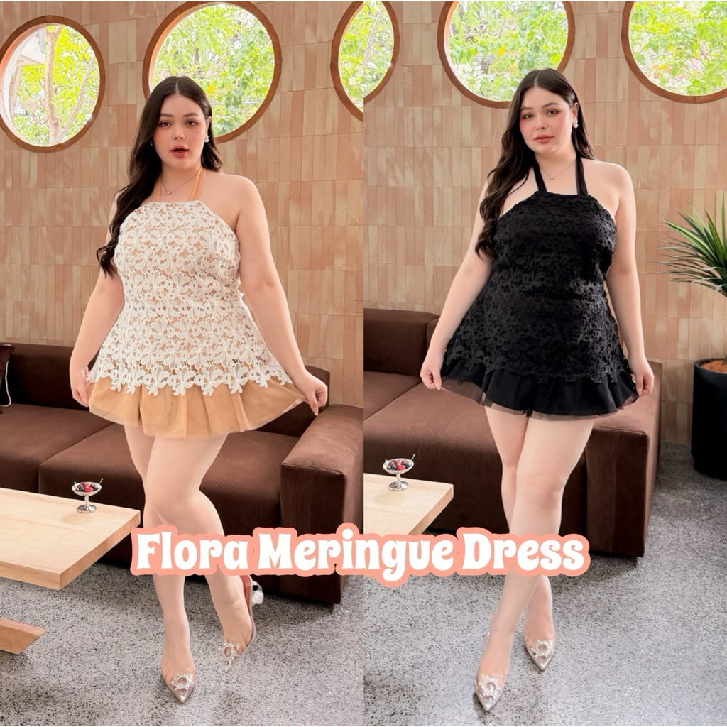 Lady M | Flora Meringue set plussize ชุดเซ็ทสาวอวบเสื้อผ้าลูกไม้ผูกคอและกางเกงขาสั้น สไตล์ลูกคุณหนู 