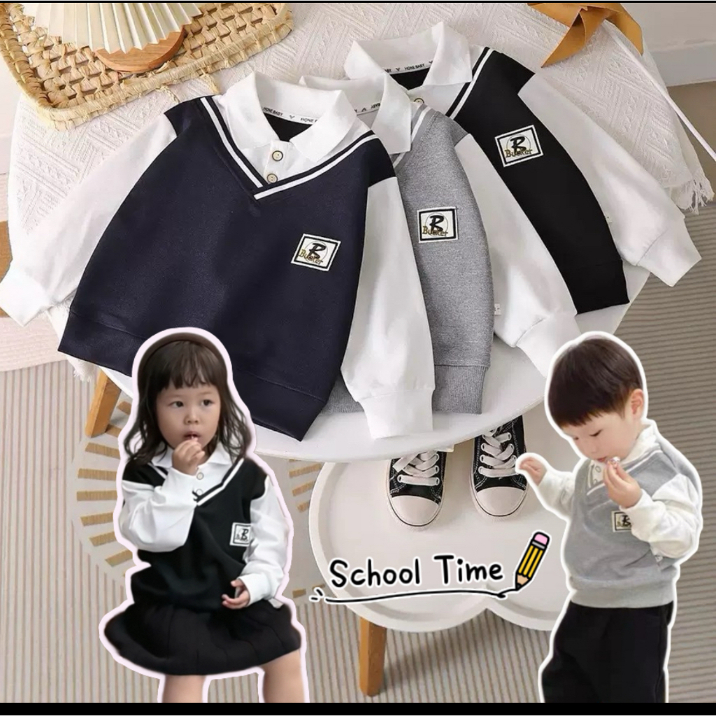 เสื้อโปโลเด็ก เสื้อแขนยาวเด็ก สเวตเตอร์เด็ก สำหรับน่าหนาว size1-8ปี PLT-5