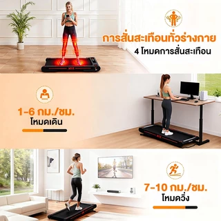 ลู่วิ่งไฟฟ้า P2 ลู่วิ่งแบบสั่น Treadmill ฟังก์ชันการสั่น 4 ระดับ ปรับความชัน 2 ระดับ เผาผลาญไขมัน ลดน้ำหนัก
